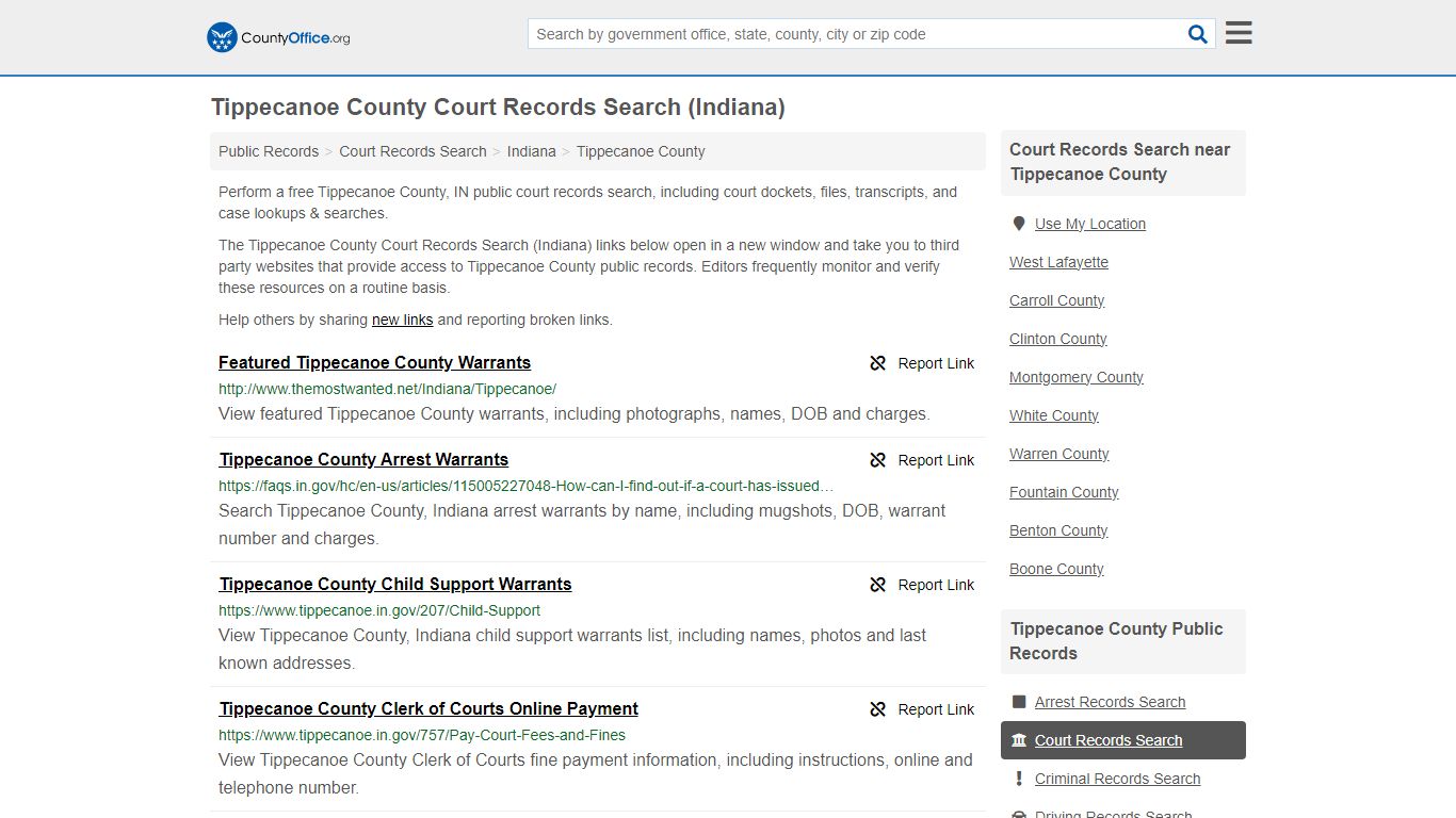 Court Records Search - Tippecanoe County, IN (Adoptions, Criminal ...